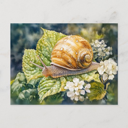 Snail on dogwood struik waterverf schilderij briefkaart (Voorkant)