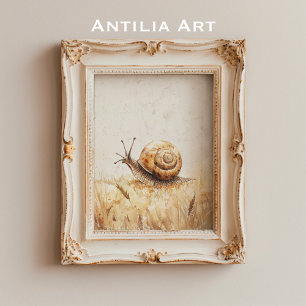 Snail Portrait Schilderij  Slug Mollusca Poster