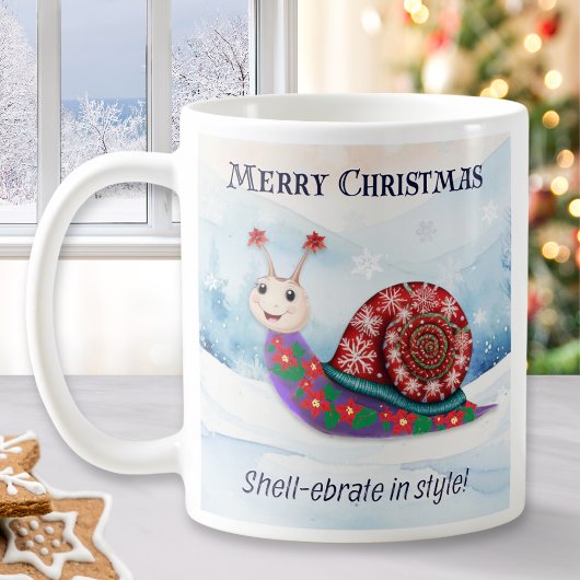 Snail Pun Humor Funny Merry Christmas Gepersonalis Koffiemok