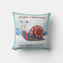 Snail Pun Humorous Merry Christmas gepersonaliseer Kussen