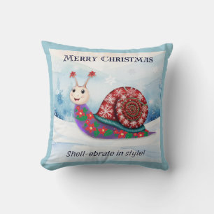 Snail Pun Humorous Merry Christmas gepersonaliseer Kussen