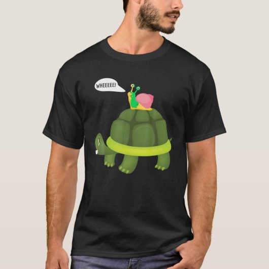 Snail Riding Turtle Grappig overhemd T-Shirt (Voorkant)