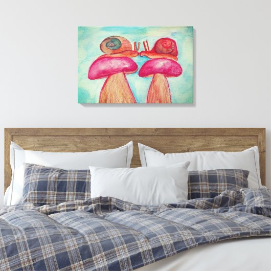 Snail Romance, één druk Canvas Afdruk (Insitu (Slaapkamer))