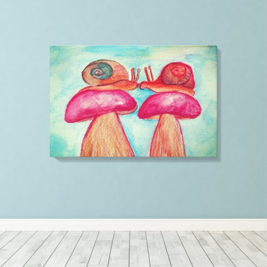Snail Romance, één druk Canvas Afdruk (Insitu (Houten vloer))