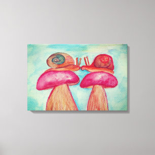 Snail Romance, één druk Canvas Afdruk