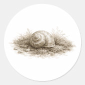 Snail Shell in Bloom Soft Monochrome Woodland on  Ronde Sticker (Voorkant)