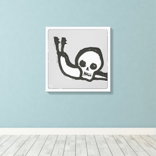 Snail Skull - Een langzame race met een vredige do Canvas Afdruk (Insitu (Houten vloer))