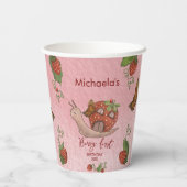 Snail & Strawberry 'Berry First' Party Cups Papieren Bekers (Achterkant)
