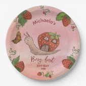 Snail & Strawberry 'Berry First' Party Napkins Papieren Bordje (Voorkant)