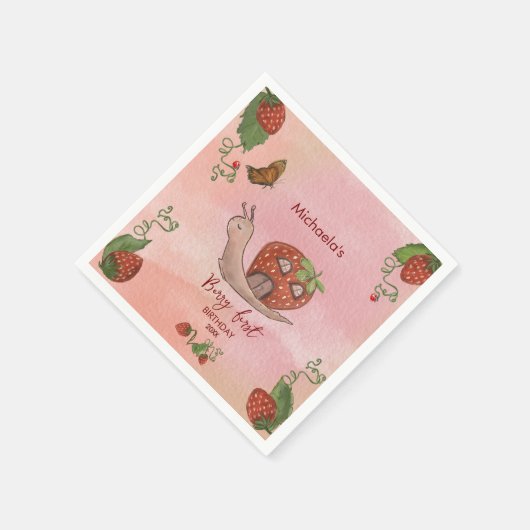 Snail & Strawberry 'Berry First' Party Napkins Servet (Hoek)