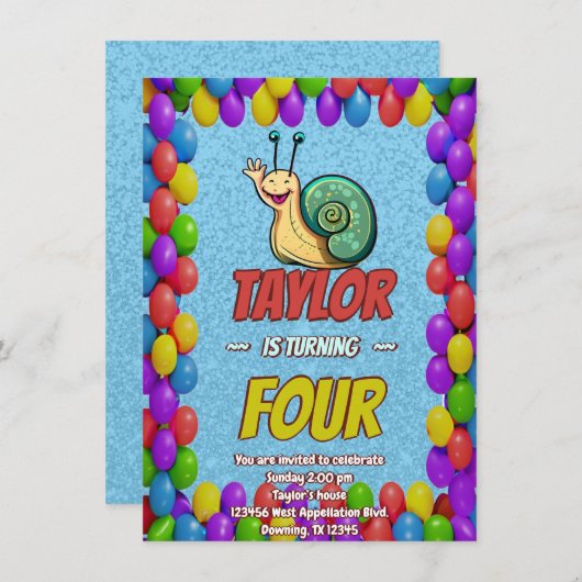Snail Unique Gepersonaliseerde Verjaardag Nodig Ki Kaart (Voorkant / Achterkant)