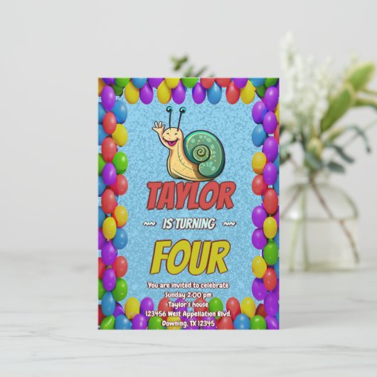 Snail Unique Gepersonaliseerde Verjaardag Nodig Ki Kaart (Staand voorkant)