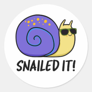Snailed it Funny Snail Pun Ronde Sticker