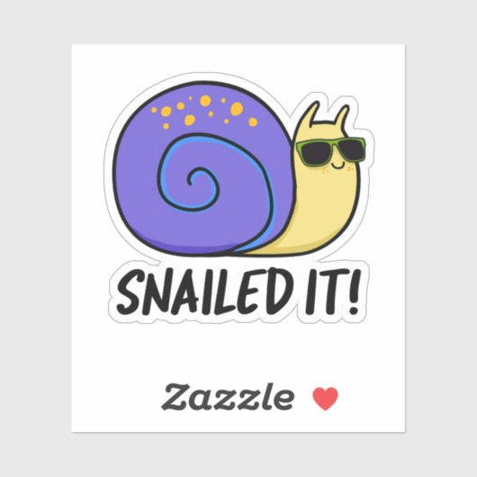 Snailed it Funny Snail Pun Sticker (Vel)