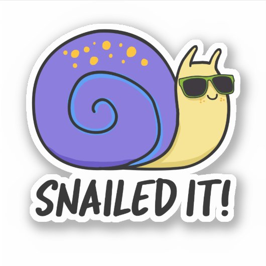 Snailed it Funny Snail Pun Sticker (Voorkant)