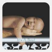 Snails Shells & Puppy Dog Tails Baby Boy Foto Vierkante Sticker (Voorkant)