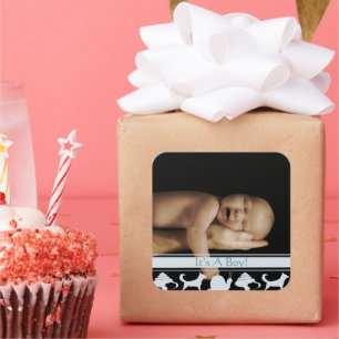Snails Shells & Puppy Dog Tails Baby Boy Foto Vierkante Sticker