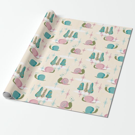 Snaily Snails - MidCentury Retro — GROOTSCHALIG — Cadeaupapier (Uitgerold)