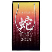 Snake 蛇 Red Gold Chinese Zodiac Lunar Symbol Klein Cadeauzakje (Voorkant)