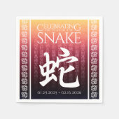 Snake 蛇 Red Gold Chinese Zodiac Lunar Symbol Servet (Voorkant)