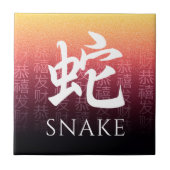 Snake 蛇 Red Gold Chinese Zodiac Lunar Symbol Tegeltje (Voorkant)