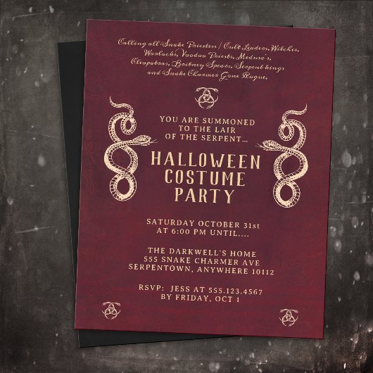 Snake Adult Halloween Party Bourgogne Flyer