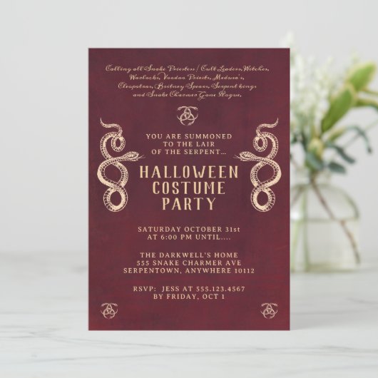 Snake Adult Halloween Party Bourgogne Kaart (Staand voorkant)