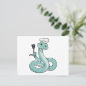 Snake als Cook met Chef pet Briefkaart (Staand voorkant)