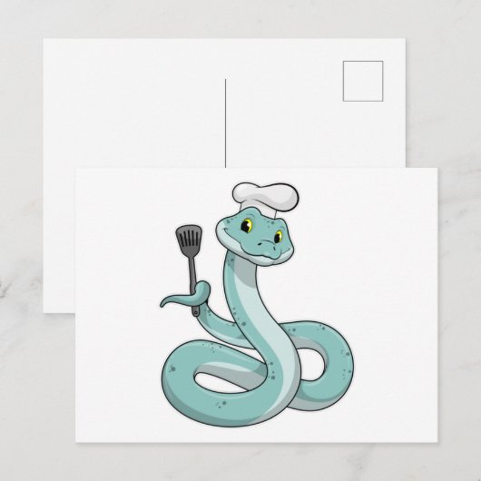 Snake als Cook met Chef pet Briefkaart (Voorkant / Achterkant)