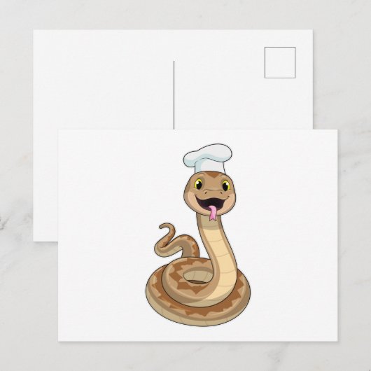 Snake als Cook met Chef pet Briefkaart (Voorkant / Achterkant)