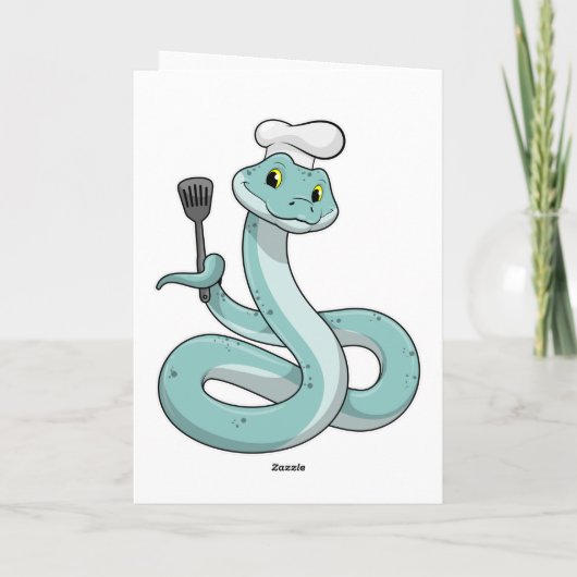 Snake als Cook met Chef pet Kaart (Achterkant)