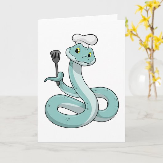 Snake als Cook met Chef pet Kaart (Gele Bloem)