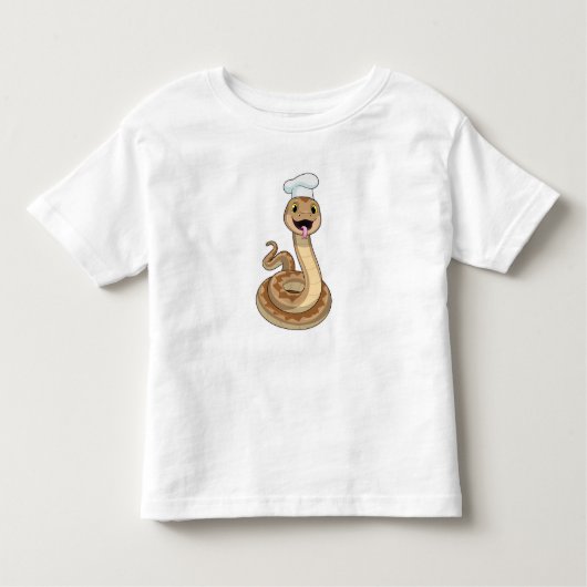 Snake als Cook met Chef pet Kinder Shirts (Voorkant)
