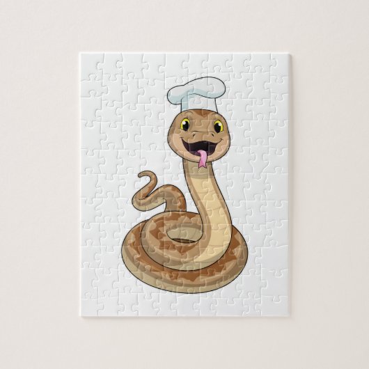 Snake als Cook met Chef pet Legpuzzel (Verticaal)