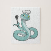Snake als Cook met Chef pet Legpuzzel (Verticaal)