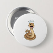 Snake als Cook met Chef pet Ronde Button 7,6 Cm (Voorkant /achterkant)