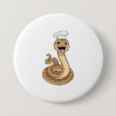 Snake als Cook met Chef pet Ronde Button 7,6 Cm (Voorkant)