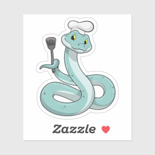 Snake als Cook met Chef pet Sticker (Vel)