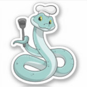 Snake als Cook met Chef pet Sticker (Voorkant)
