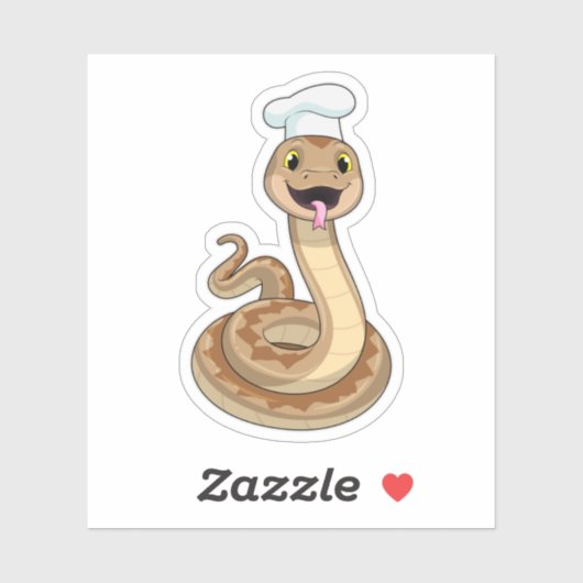 Snake als Cook met Chef pet Sticker (Vel)