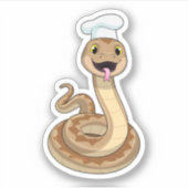 Snake als Cook met Chef pet Sticker (Voorkant)