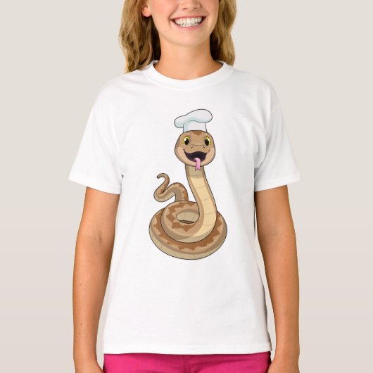 Snake als Cook met Chef pet T-shirt (Voorkant)