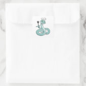 Snake als Cook met Chef pet Vierkante Sticker (Tas)