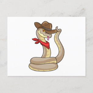 Snake als Cowboy met Scarf Briefkaart