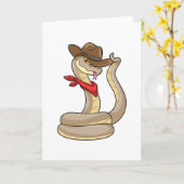 Snake als Cowboy met Scarf Kaart (Gele Bloem)