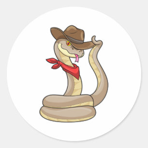 Snake als Cowboy met Scarf Ronde Sticker