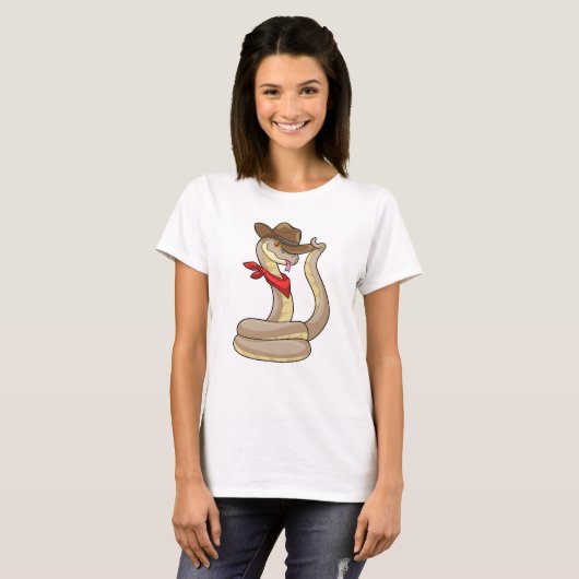 Snake als Cowboy met Scarf T-shirt (Voorkant volledig)