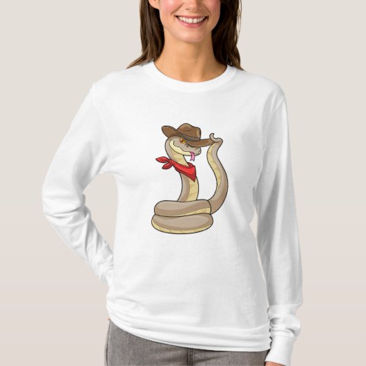 Snake als Cowboy met Scarf T-shirt (Voorkant)
