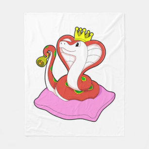 Snake als koning met kroon fleece deken
