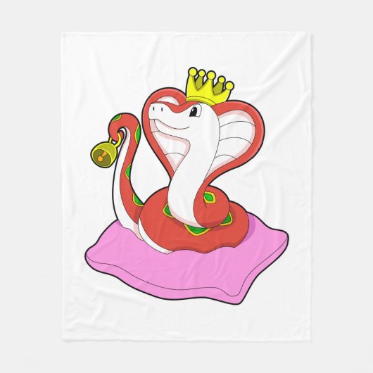 Snake als koning met kroon fleece deken (Voorkant)
